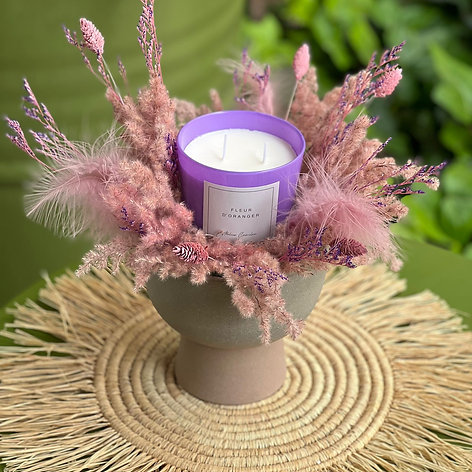  Bougie aux Fleurs Séchées