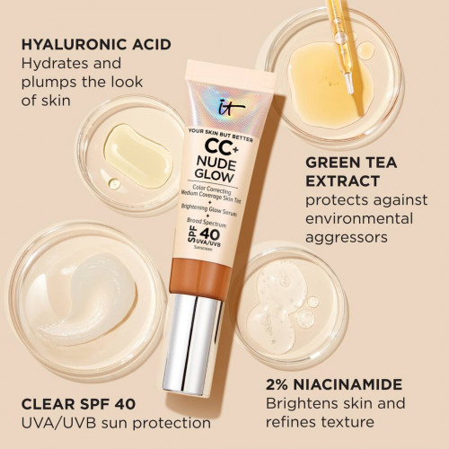 IT CC+ NUDE GLOW CREME CORRECTRICE SOIN TEINTE NEUTRAL MEDIUM SPF40 32ML IT CC+ NUDE GLOW CREME CORRECTRICE SOIN TEINTE NEUTRAL MEDIUM SPF40 32ML