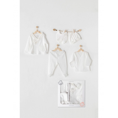 Coffret Naissance 100% Coton 5 Pièces Blanc Chic