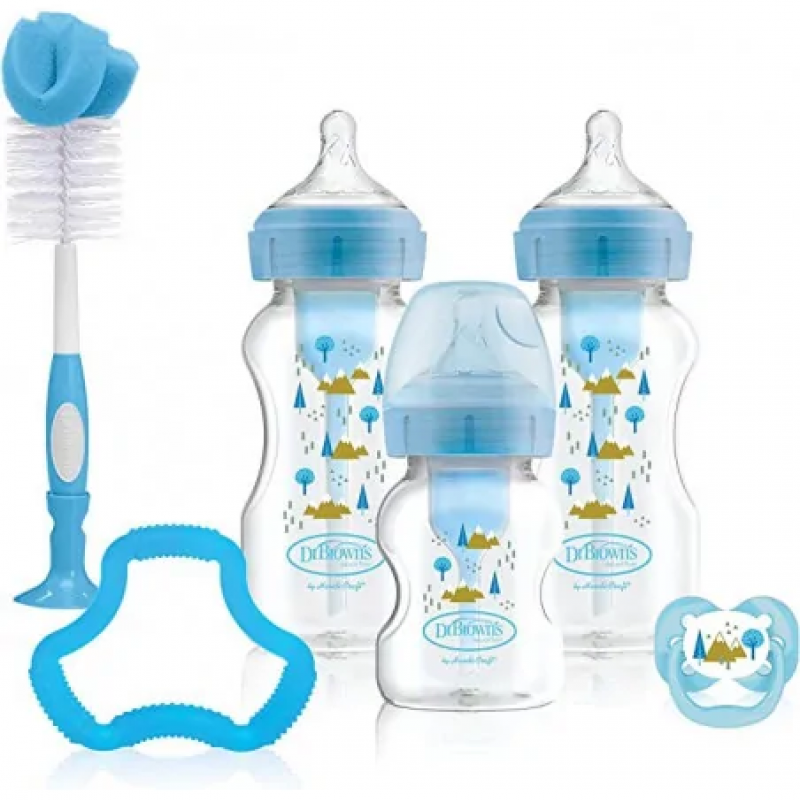 Dr Brown's Pack cadeau Biberons Anti-coliques à Cole large - Bleu
