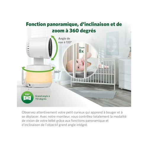 Babyphone Vidéo avec Wifi LCD HD 5" 720p Panoramique Inclinaison à 360° avec caméra Zoom 8X Babyphone Vidéo avec Wifi LCD HD 5" 720p Panoramique Inclinaison à 360° avec caméra Zoom 8X