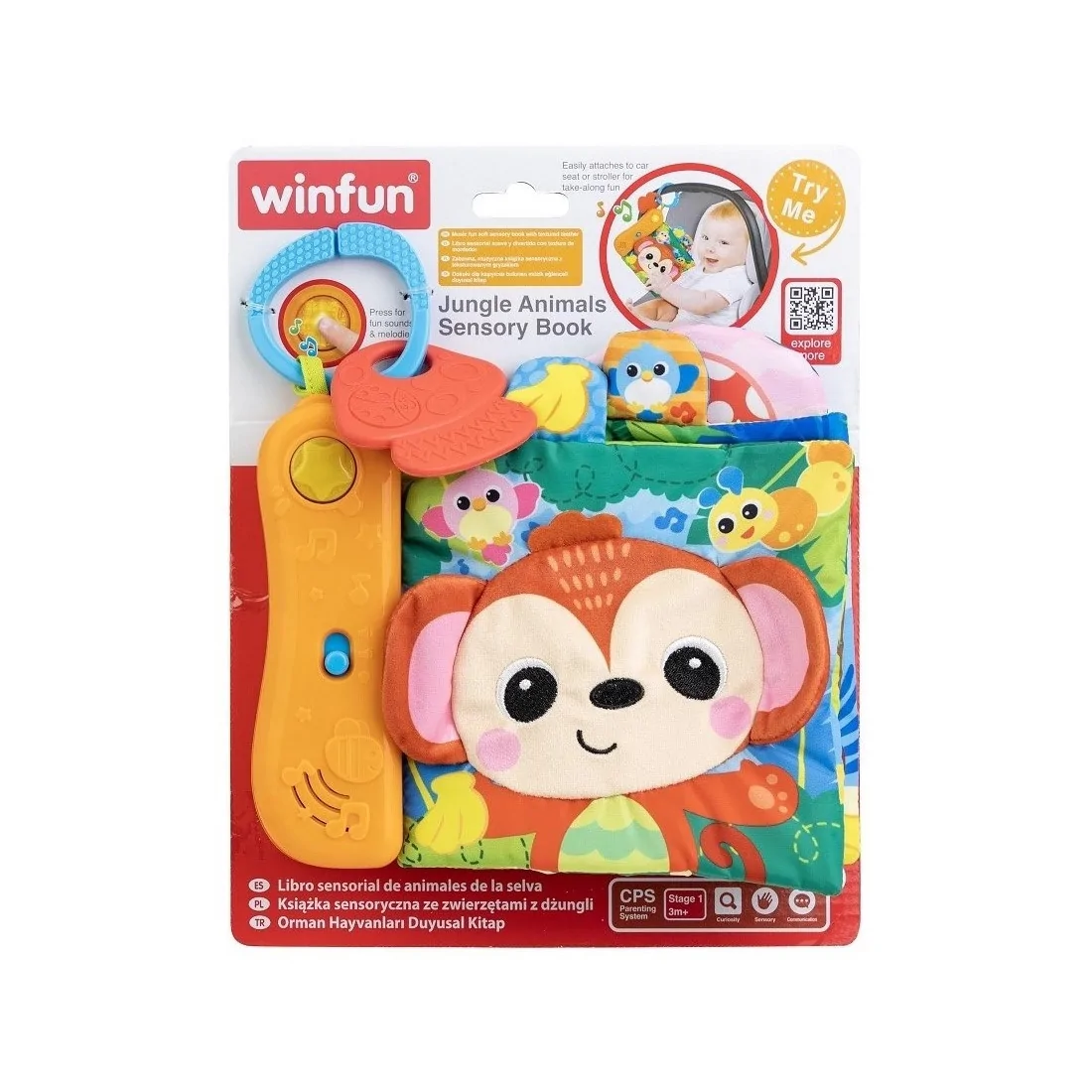 Winfun Livre Sensoriel des Animaux de la Jungle 3m+