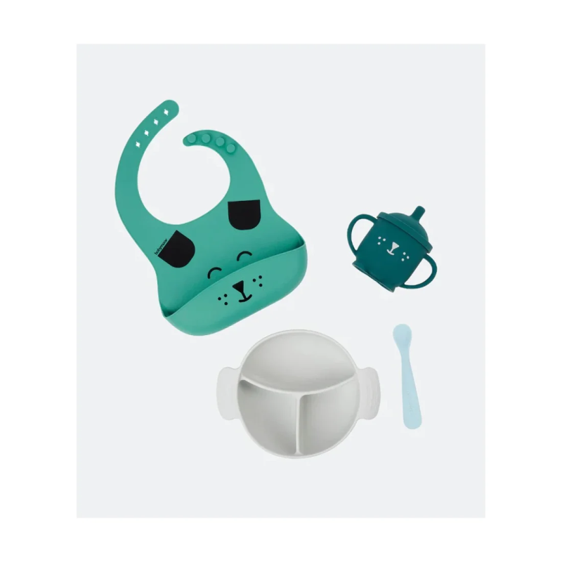 Babymoov Kit Repas Bébé LEARN'ISY Dog 15-24 mois (bol silicone + cuillère + bavoir + tasse)