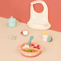Babymoov Kit Repas Bébé LEARN'ISY Fox 15-24 mois (bol silicone + cuillère + bavoir + tasse)