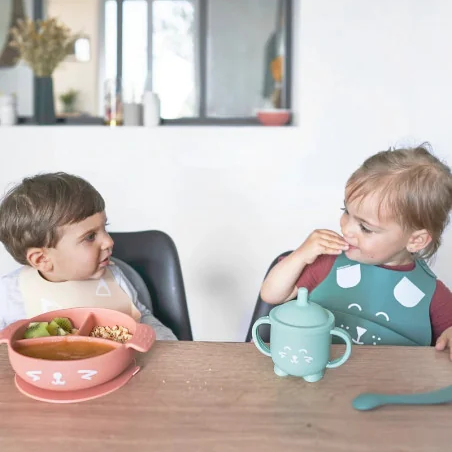 Babymoov Kit Repas Bébé LEARN'ISY Fox 15-24 mois (bol silicone + cuillère + bavoir + tasse)