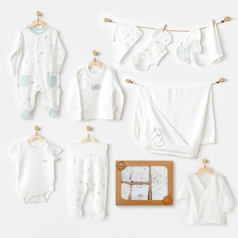 Coffret naissance 100% coton 10 pièces - Éléphant