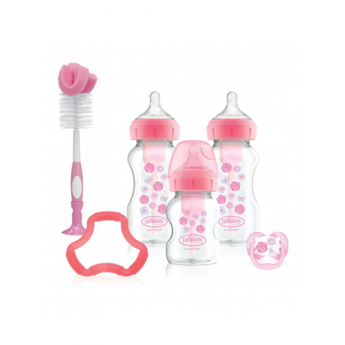 Dr Brown's Pack cadeau Biberons Anti-coliques à Col large - Rose