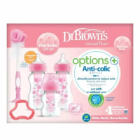 Dr Brown's Pack cadeau Biberons Anti-coliques à Col large - Rose
