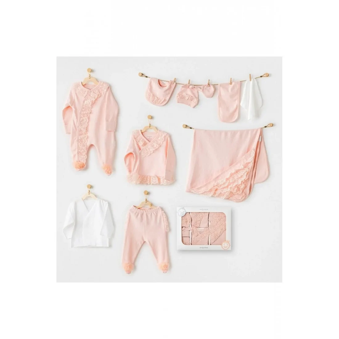 Coffret naissance 100% coton 10 pièces Corail Chic