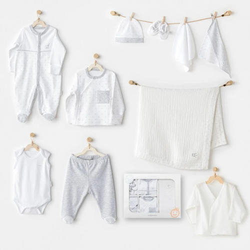 Coffret naissance 100% coton 10 pièces pour nouveau-né - Crown Coffret naissance 100% coton 10 pièces pour nouveau-né - Crown