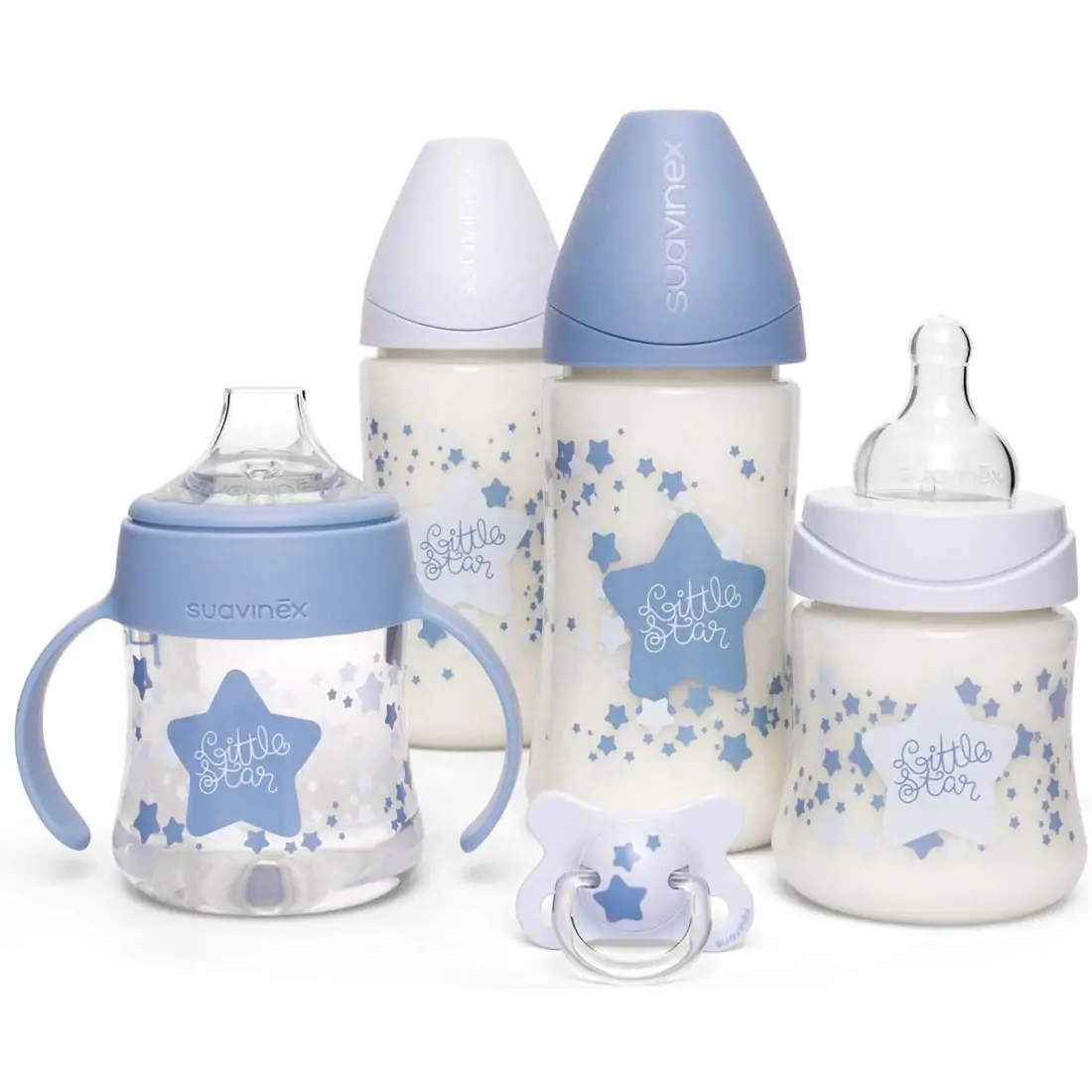 Suavinex Coffret 4 Biberons + Sucette Little Star Bleu Clair