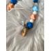Attache sucette - Fleur Saumon - Bleu Attache sucette - Fleur Saumon - Bleu