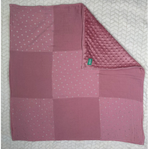 Couverture d'Hiver - Coeurs x Minky - Patchwork 100x100 cm Couverture d'Hiver - Coeurs x Minky - Patchwork 100x100 cm