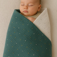 Couverture Mi-Saison -Vert Paillette Blanc - 100x80cm