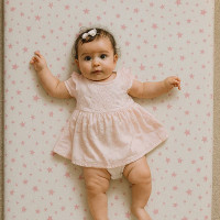 Matelas au sol - Blanc Aux Étoiles Roses