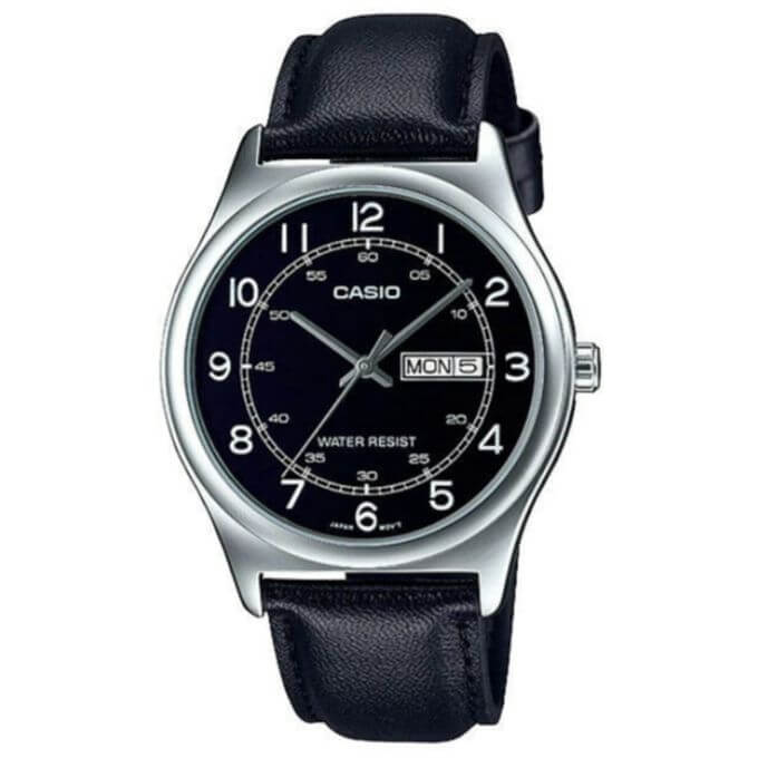 Casio – Montre pour Hommes – Bracelet En Cuir – Noir/Blanc – MTP-V006L-1B2UDF