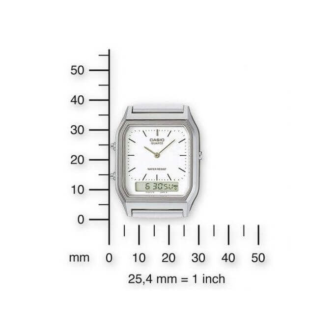 Casio – Dual time – Classique design – Bracelet en acier inoxydable – AQ-230A-7DMQ