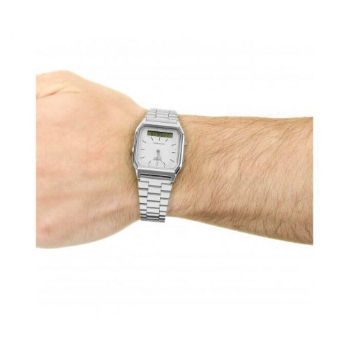 Casio – Dual time – Classique design – Bracelet en acier inoxydable – AQ-230A-7DMQ Casio – Dual time – Classique design – Bracelet en acier inoxydable – AQ-230A-7DMQ