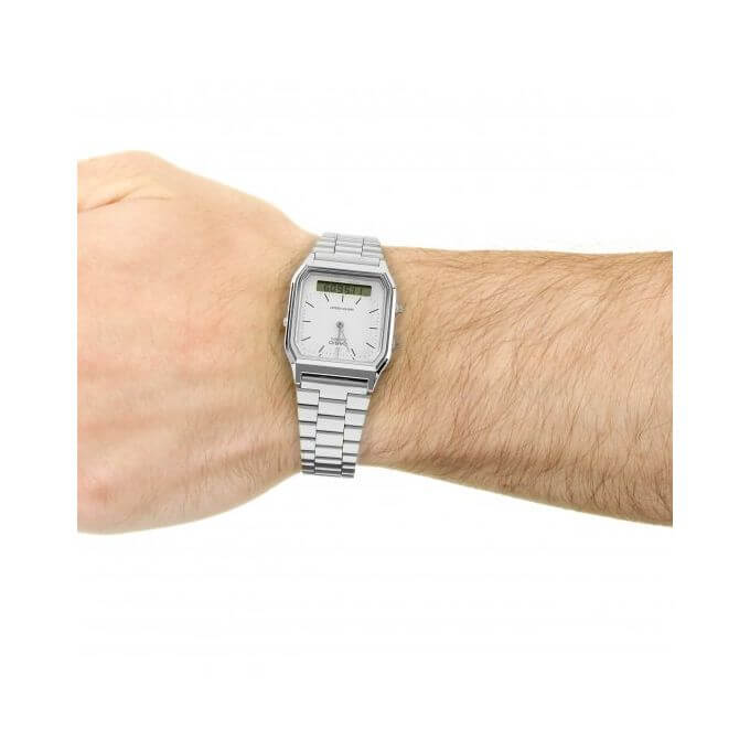 Casio – Dual time – Classique design – Bracelet en acier inoxydable – AQ-230A-7DMQ