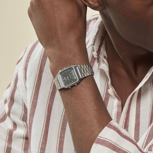 Casio – Classique duel time – Vintage collection en fond noir – Bracelet en acier inoxydable – AQ-230A-1DMQ Casio – Classique duel time – Vintage collection en fond noir – Bracelet en acier inoxydable – AQ-230A-1DMQ