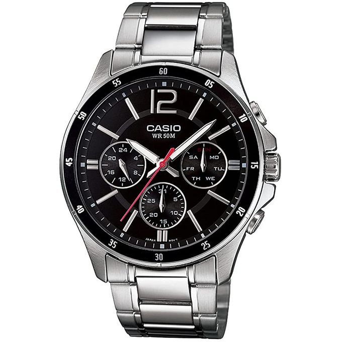 Casio – Homme – Cadran noir – Bracelet en acier inoxydable – MTP-1374D-1AVDF