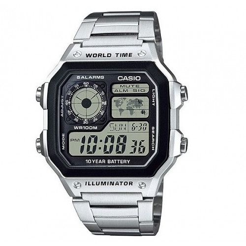 Casio – Montre homme argentée bracelet en acier inoxydable – AE-1200WHD-1AVDF Casio – Montre homme argentée bracelet en acier inoxydable – AE-1200WHD-1AVDF