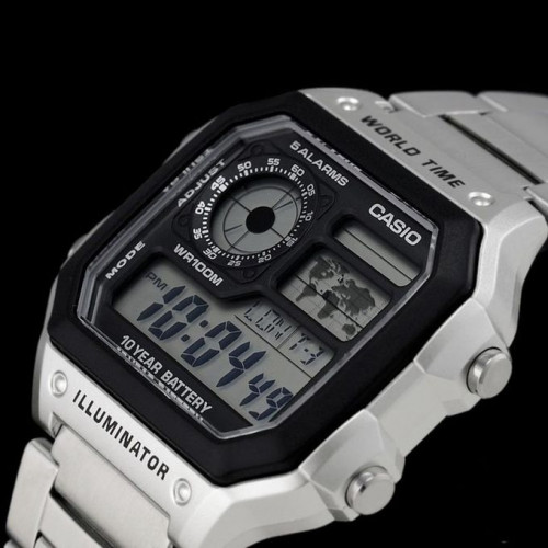 Casio – Montre homme argentée bracelet en acier inoxydable – AE-1200WHD-1AVDF Casio – Montre homme argentée bracelet en acier inoxydable – AE-1200WHD-1AVDF