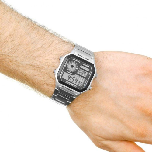Casio – Montre homme argentée bracelet en acier inoxydable – AE-1200WHD-1AVDF Casio – Montre homme argentée bracelet en acier inoxydable – AE-1200WHD-1AVDF