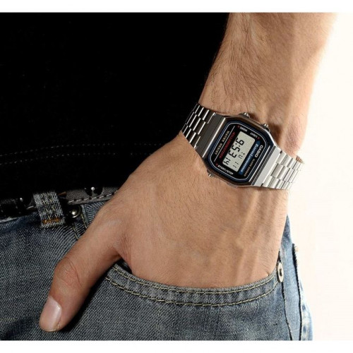 Casio – Vintage Collection – Bracelet en acier inoxydable argenté – A168WA-1WDF Casio – Vintage Collection – Bracelet en acier inoxydable argenté – A168WA-1WDF