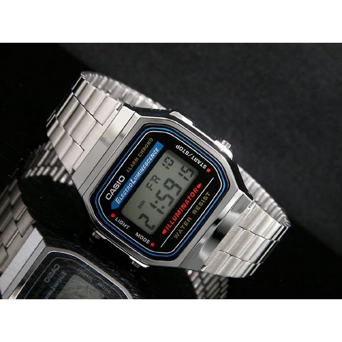Casio – Vintage Collection – Bracelet en acier inoxydable argenté – A168WA-1WDF