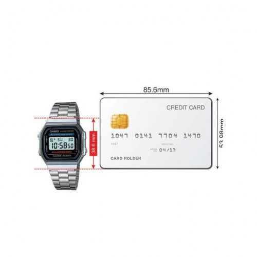 Casio – Vintage Collection – Bracelet en acier inoxydable argenté – A168WA-1WDF Casio – Vintage Collection – Bracelet en acier inoxydable argenté – A168WA-1WDF