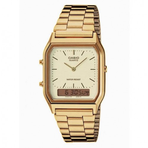 Casio – Double montre digitale/analogique – Bracelet inoxydable doré – AQ-230GA-9DMQ Casio – Double montre digitale/analogique – Bracelet inoxydable doré – AQ-230GA-9DMQ