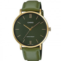 Casio – Verte – Doré cadran vert – Bracelet cuir vert – MTP-VT01GL-3BUDF