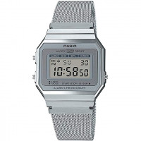 Casio – SUPER SLIM – Vintage – Digital argenté – Bracelet milanais – A700WM-7ADF