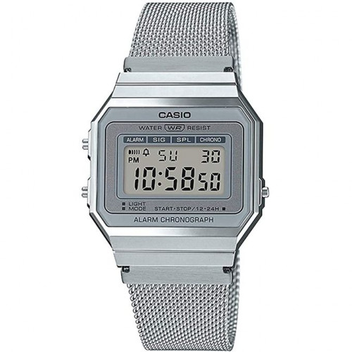 Casio – SUPER SLIM – Vintage – Digital argenté – Bracelet milanais – A700WM-7ADF Casio – SUPER SLIM – Vintage – Digital argenté – Bracelet milanais – A700WM-7ADF