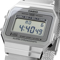 Casio – SUPER SLIM – Vintage – Digital argenté – Bracelet milanais – A700WM-7ADF
