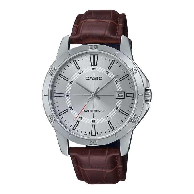 Casio – Une pièce d’horlogerie classique – Bracelet en cuir marron – MTP-V004L-7C