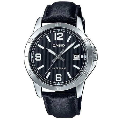 Casio – Noir – Cadran noir avec dateur – Bracelet en cuir noir – MTP-V004L-1B Casio – Noir – Cadran noir avec dateur – Bracelet en cuir noir – MTP-V004L-1B