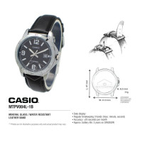 Casio – Noir – Cadran noir avec dateur – Bracelet en cuir noir – MTP-V004L-1B