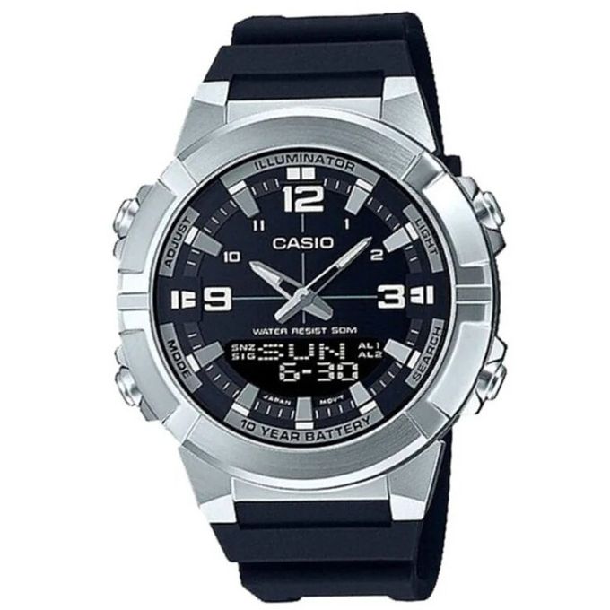 Casio – Autonomie de la pile : 10 ans – Double montre – Bracelet en caoutchouc – AMW-870-1AVDF