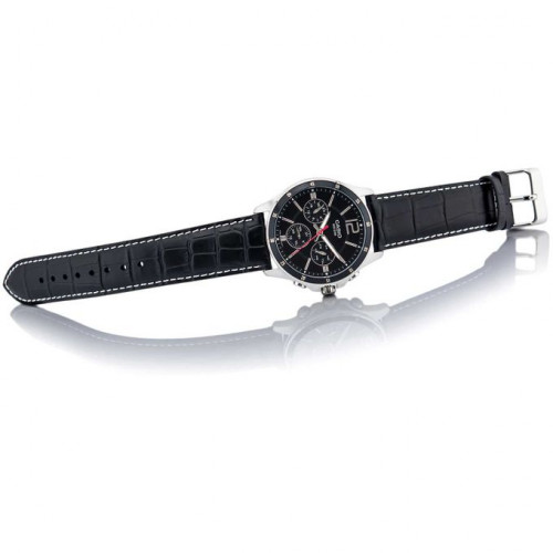 Casio – Bracelet cuir noir couture blanche – Cadran noir – MTP-1374L-1A Casio – Bracelet cuir noir couture blanche – Cadran noir – MTP-1374L-1A