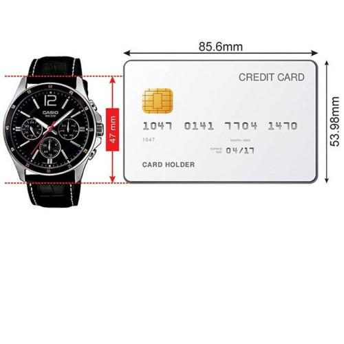 Casio – Bracelet cuir noir couture blanche – Cadran noir – MTP-1374L-1A Casio – Bracelet cuir noir couture blanche – Cadran noir – MTP-1374L-1A
