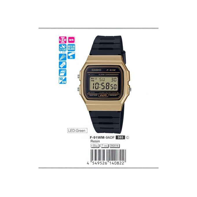 Casio – Montre Vintage Collection bracelet noir – F-91WM-9ADF