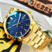 Casio – Montre dorée, cadran bleu et index dorés – Tout en acier inoxydable – Afficheur de date – MTP-VD03G-2A Casio – Montre dorée, cadran bleu et index dorés – Tout en acier inoxydable – Afficheur de date – MTP-VD03G-2A