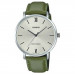 Casio – Bracelet en cuir vert – Cadran argenté – Boîtier extra plat – MTP-VT01L-3B Casio – Bracelet en cuir vert – Cadran argenté – Boîtier extra plat – MTP-VT01L-3B