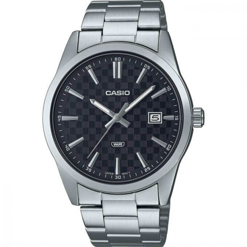 Casio – Montre homme cadran noir avec aiguilles fluorescentes – Dateur – MTP-VD03D-1AU