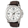 Casio – Montre homme – Bracelet cuir marron – Cadran blanc – MTP-1314L-7A