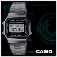 Casio – Noir – Digitale – Vintage Collection – Bracelet en acier inoxydable – A168WGG-1ADF