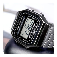 Casio – Noir – Digitale – Vintage Collection – Bracelet en acier inoxydable – A168WGG-1ADF