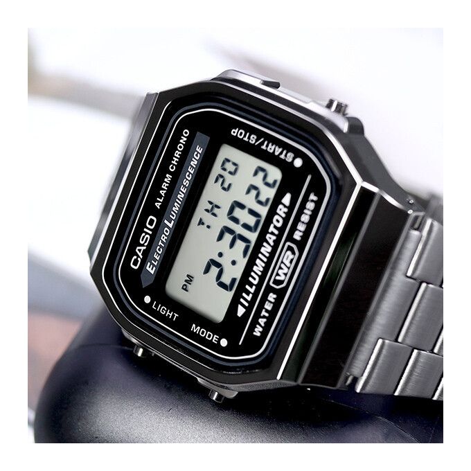 Casio – Noir – Digitale – Vintage Collection – Bracelet en acier inoxydable – A168WGG-1ADF
